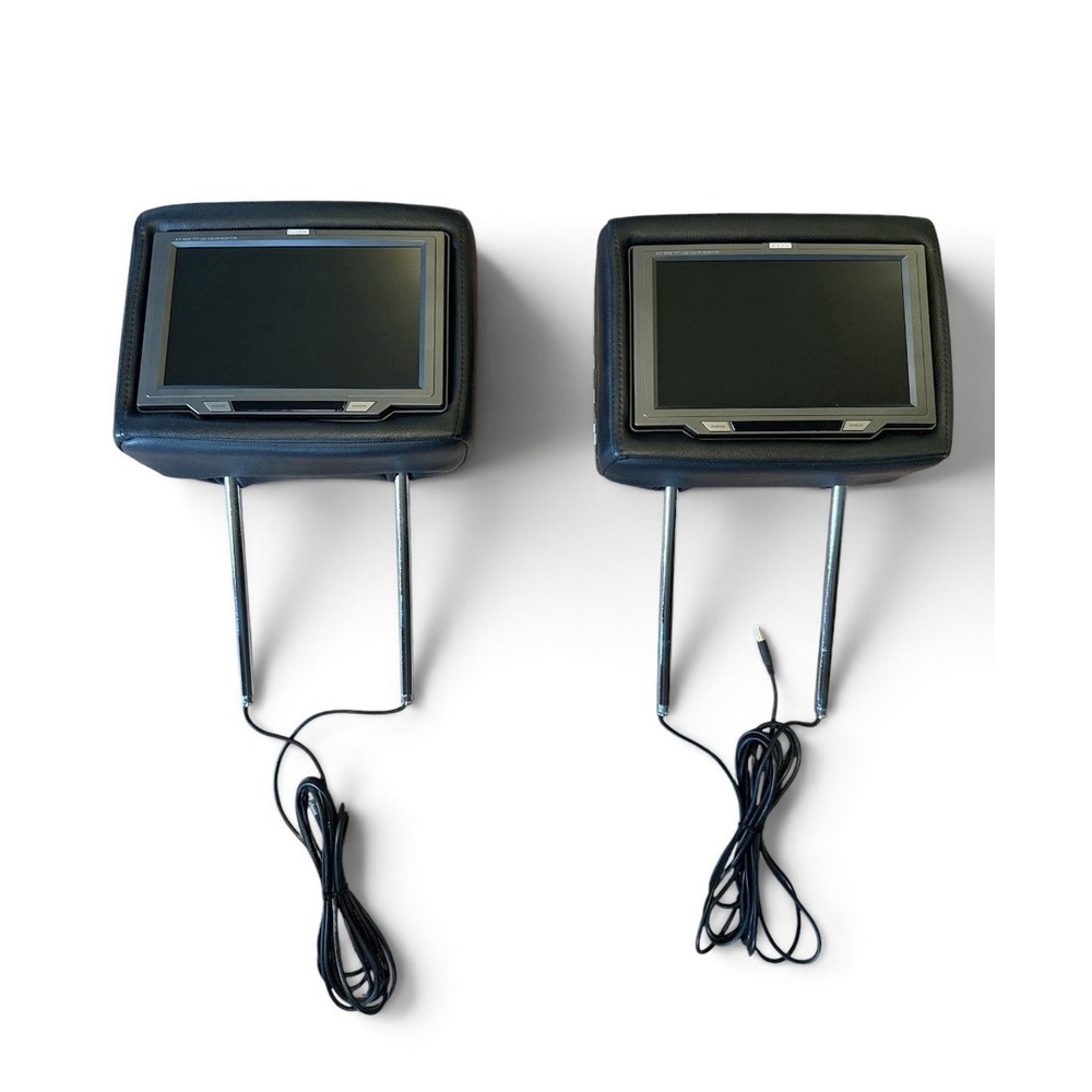 Pair Of 9.5 In. LCD Savv DVD Players Headrest| With Covers| Remotes| A/V Acc.